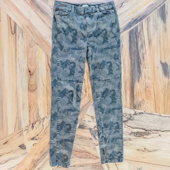 Ecru New York, Green/Dark Gray Camo Pants Soft Stretch Mid-Rise, Women's 2 - Picture 1 of 12